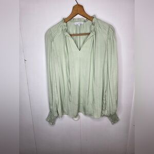 Maison D'Amelie Boho Pale Green Top With Soft Pleating And Gathered Cuffs.small